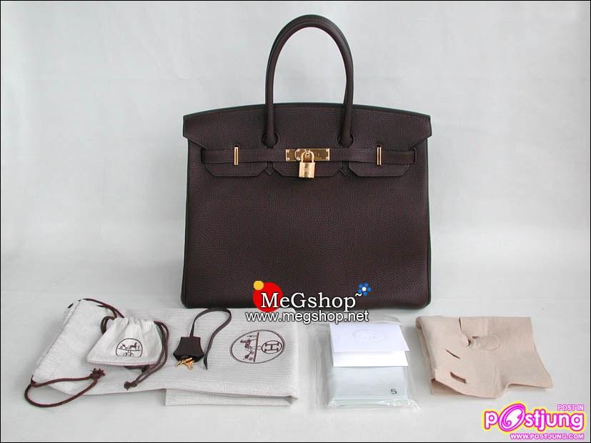 Hermes Birkin 35 หนัง Togo สีช๊อกโกแลต เข็มขัดทองราคา 330,000 บาท