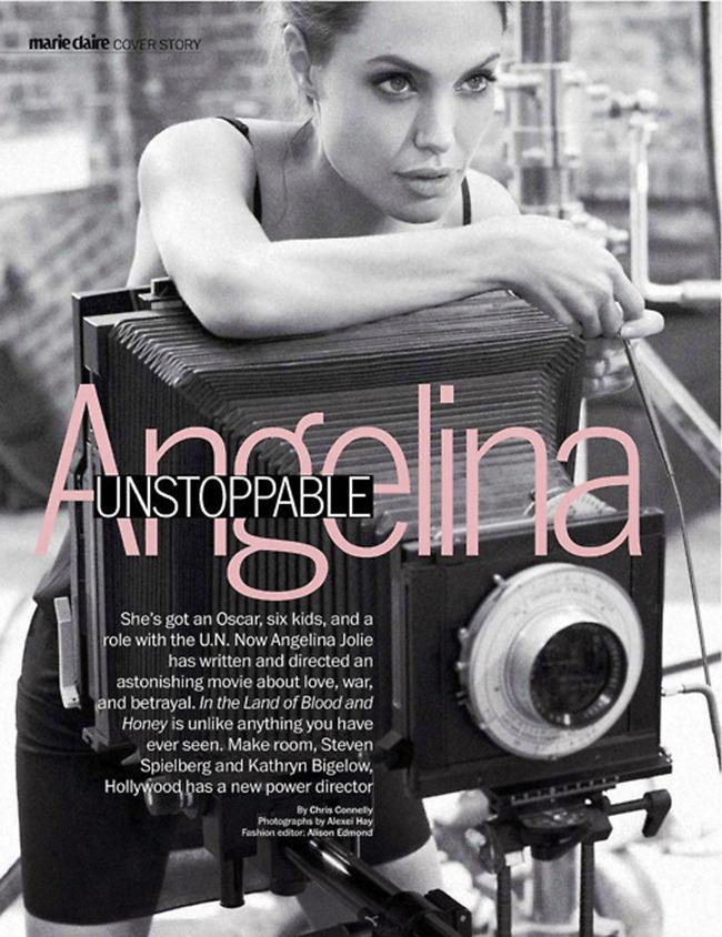 MARIE CLAIRE MAGAZINE: ANGELINA JOLIE IN "UNSTOPPABLE ANGELINA"