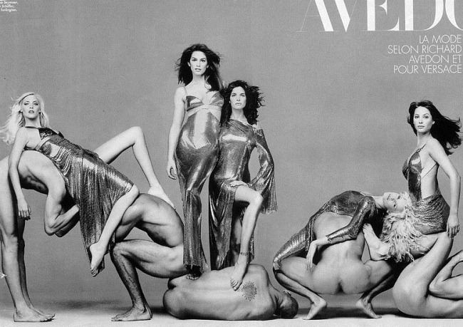 WE &hearts; VERSACE: CLAUDIA SCHIFFER & CINDY CRAWFORD FOR VERSACE FALL 1994 BY PHOTOGRAPHER RICHARD AVEDON