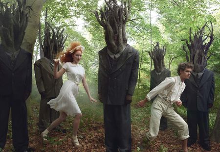 VOGUE: LILY COLE, ANDREW GARFIELD & LADY GAGA IN "HANSEL AND GRETEL" BY ANNIE LEIBOVITZ