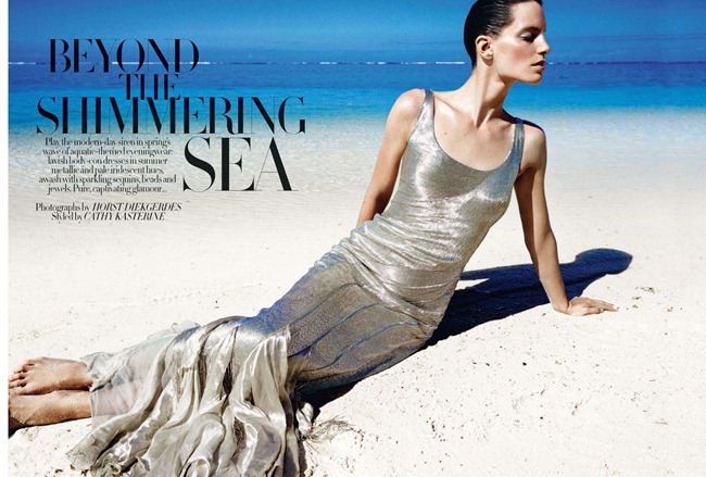 HARPER'S BAZAAR UK: IRIS STRUBEGGER IN "BEYOND THE SHIMMERING SEA" BY PHOTOGRAPHER HORST DIEKGERDES
