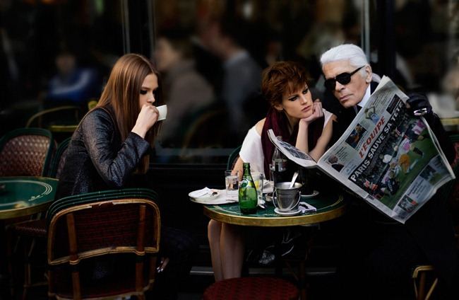 ELLE FRANCE: KARL LAGERFELD, SASKIA DE BRAUW & CAROLINE BRASCH NIELSEN IN "THE REAL LIFE OF KARL LAG