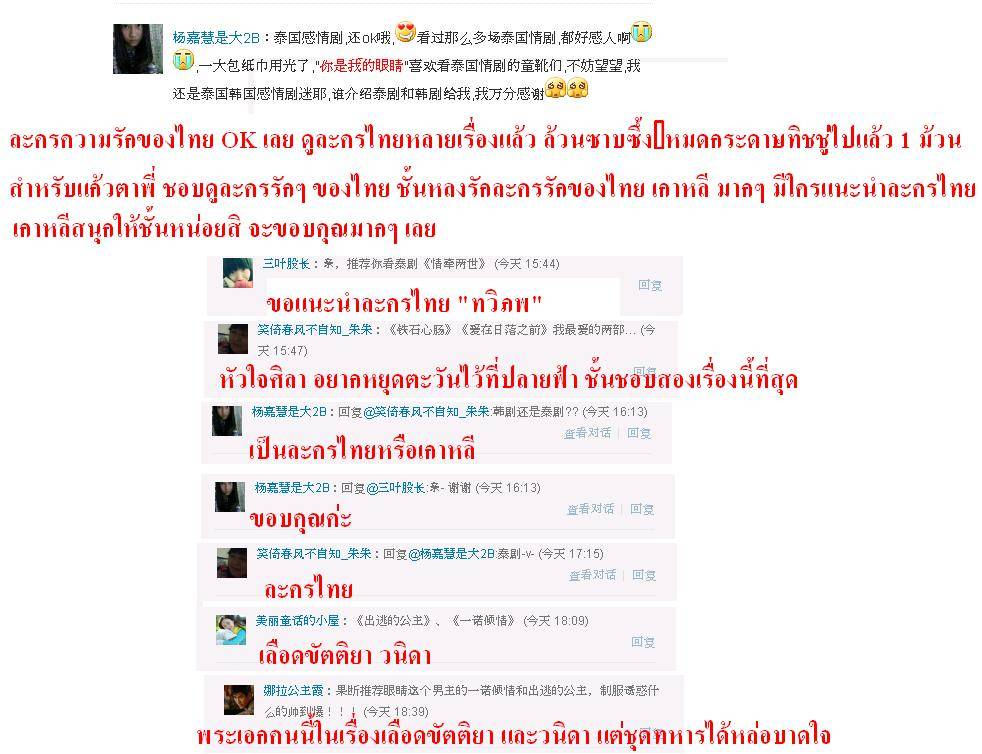ฟีดแบ็ค <แก้วตาพี่>.....จากใจสาวจีน........