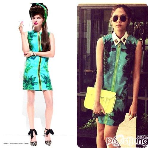 ชมพู่ อารยา กับเดรสปักเลื่อม สีเขียวสด จาก Versace for H&M
