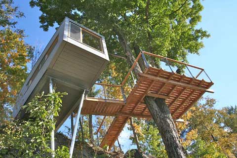 คนรักบ้านต้นไม้ 04 - Cliff Treehouse: A New York Getaway