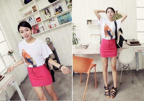 แฟชั่น เสื้อยืด พิมพ์ลายสัตว์ น่ารัก ๆ