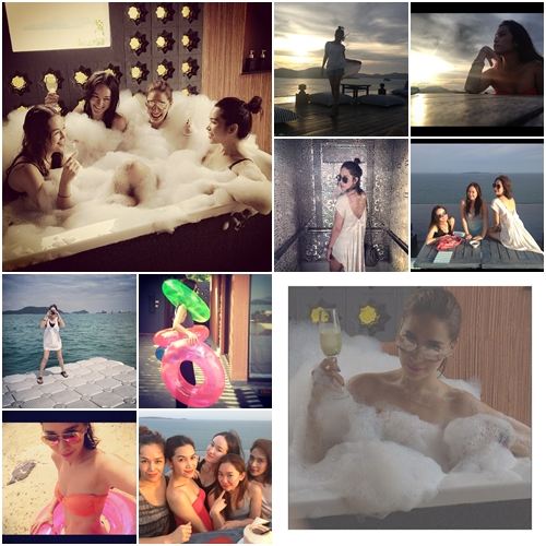 พลอย เฌอมาลย์ กับก๊วนเพื่อนสาว รับลมทะเลที่ ศรีพันวา