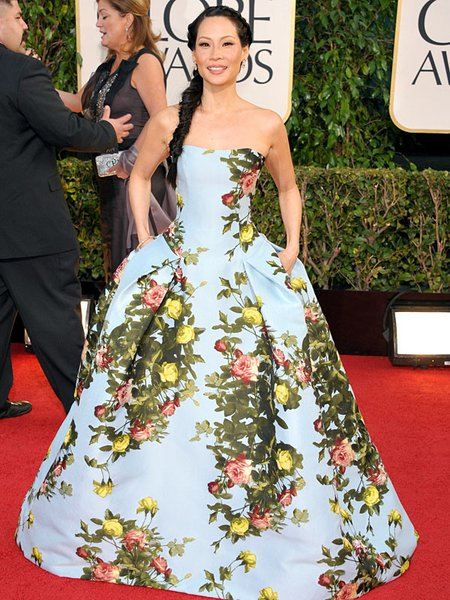 Lucy Liu in Carolina Herrera