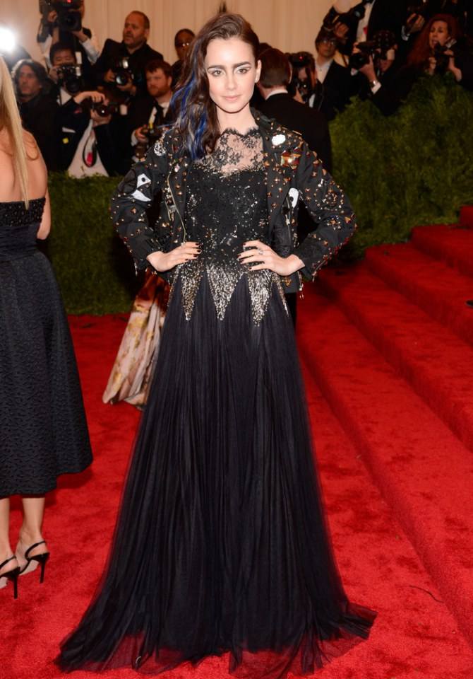 Lily Collins in Moschino