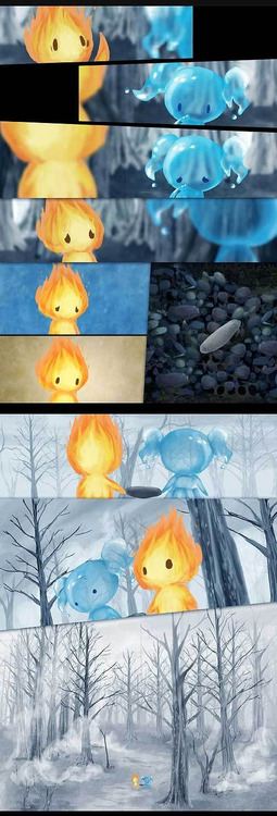 นิทาน a flame and a drop of water (ไฟกับหยดน้ำ)