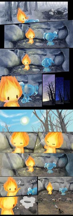 นิทาน a flame and a drop of water (ไฟกับหยดน้ำ)