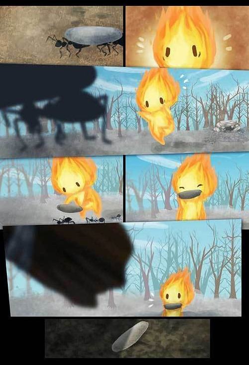 นิทาน a flame and a drop of water (ไฟกับหยดน้ำ)