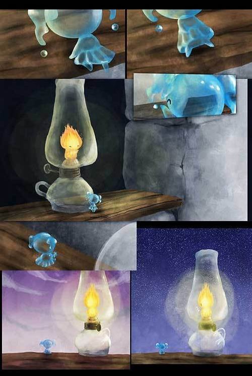 นิทาน a flame and a drop of water (ไฟกับหยดน้ำ)