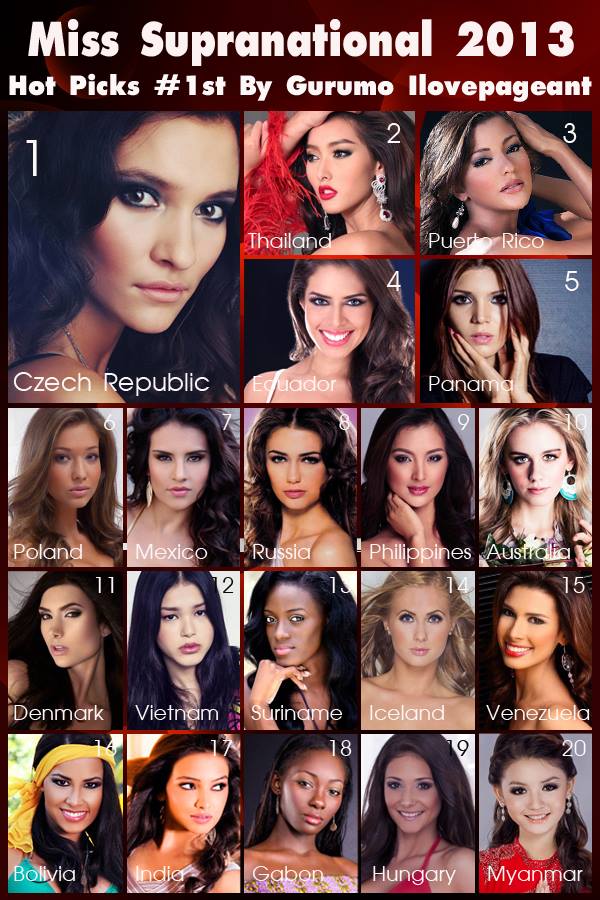 Miss Supranational 2013 : #1st Hot picks By Gurumo Ilovepageant