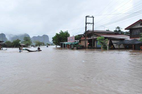 น้ำท่วมที่แขวงอุดมไชย ประเทศลาว