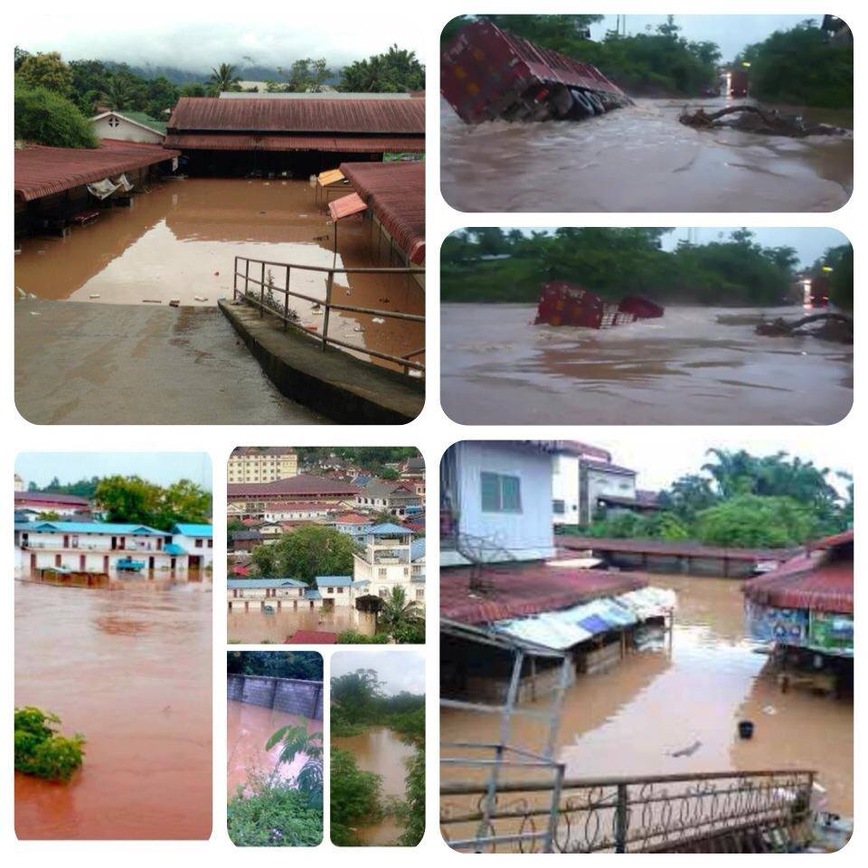 น้ำท่วมที่แขวงอุดมไชย ประเทศลาว