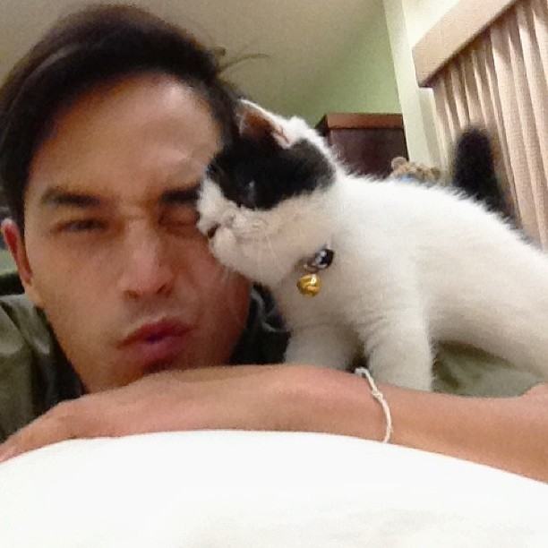 แอฟ สงกรานต์ กับลูกชายสุดซน แมวน้อยคอมพิวเตอร์