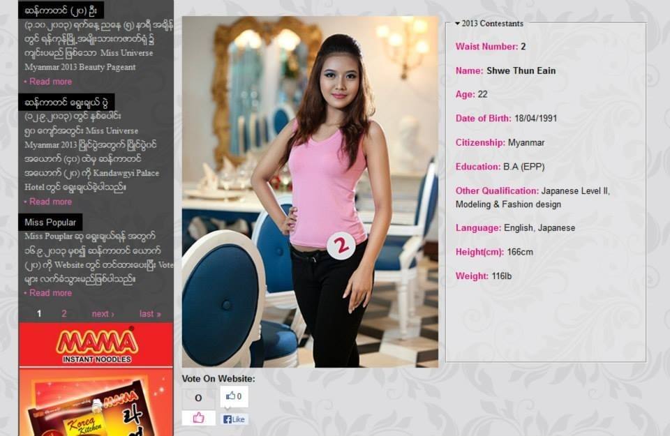 Top20 miss universe myanmar 2013