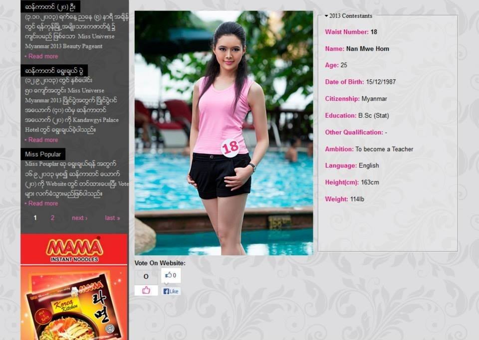Top20 miss universe myanmar 2013