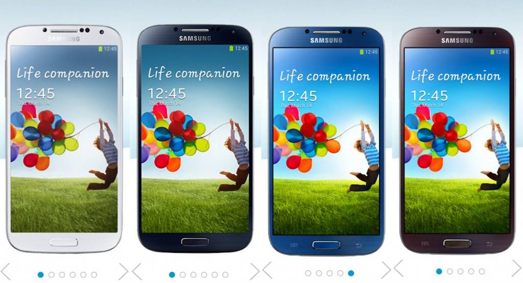 เปรียบเทียบด้านหน้าให้เห็นจะจะ S4 ที่จะกลายเป็นทั้งหมด 4 สี