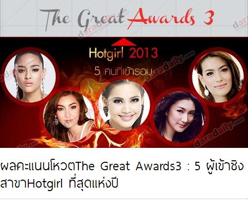 ผลคะแนนโหวตThe Great Awards สาขา Hotgirl ที่สุดแห่งปี
