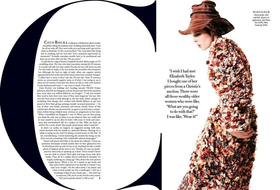 Coco Rocha @ Harper's Bazaar Australia April 2014