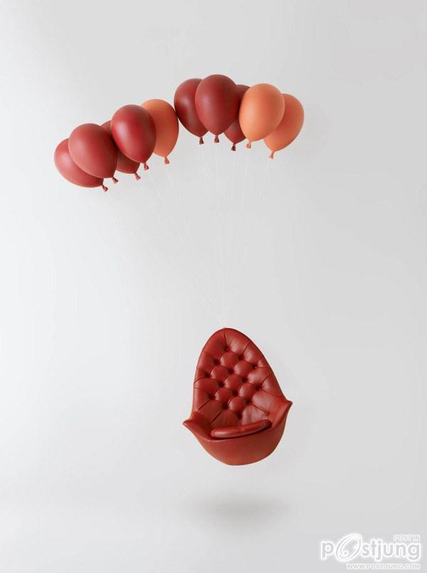 Chair that Looks Like It&rsquo;s Being Lifted by Balloons