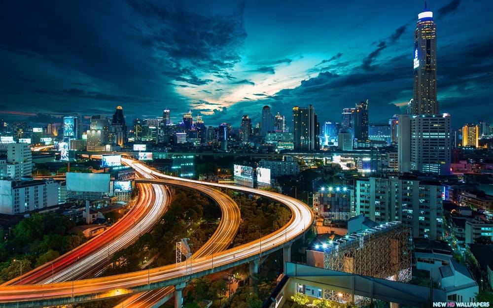 Bangkok-At-Night-Thailand -HD-Wallpapers-Backgrounds ภาพพื้นหลัง พักหน้าจอ No.6