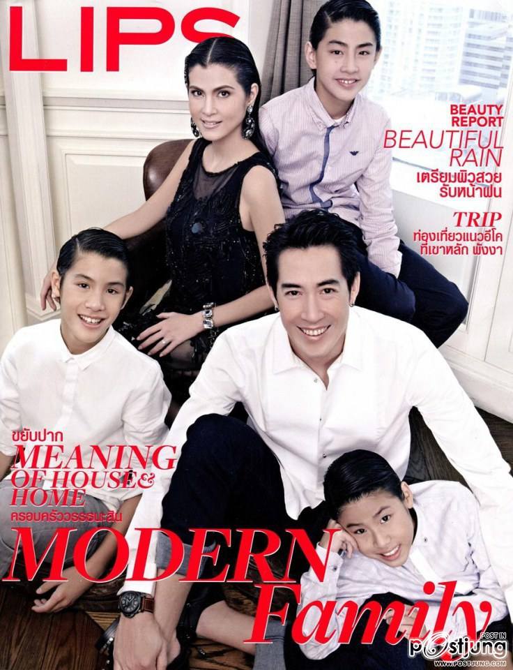 เจ เจตริน , ปิ่น เก็จมณี พร้อมลูกชายสุดหล่อทั้ง 3 คน เจ้านาย เจ้าขุน และเจ้าสมุทร @ LIPS Magazine