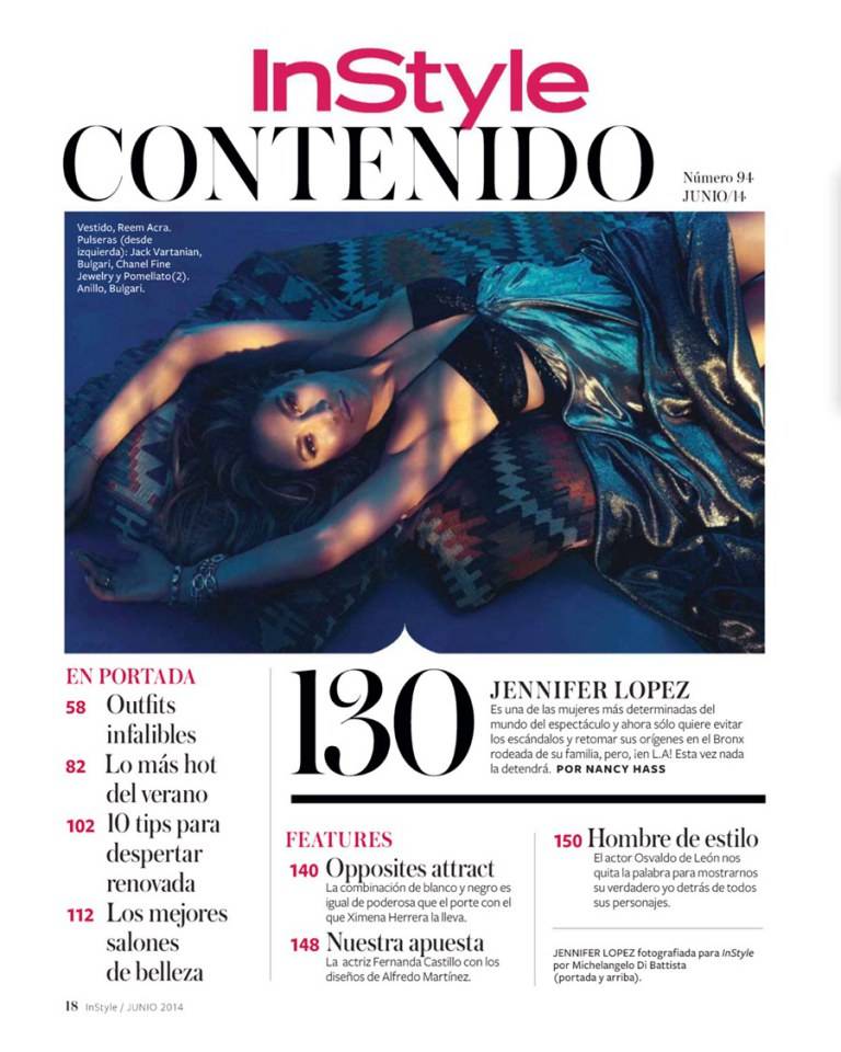 Jennifer Lopez @ InStyle Mexico June 2014