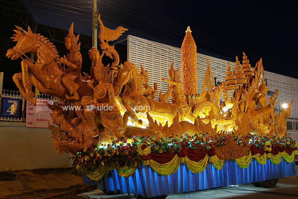 รางวัลรองชนะเลิศอันดับ 2 ต้นเทียนพรรษา ประเภทแกะสลัก ขนาดกลาง ได้แก่ วัดเลียบ