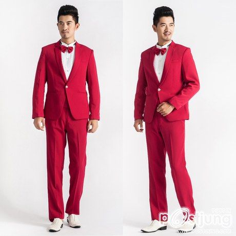แฟชั่นสูทชมพูสำหรับชายหนุ่ม