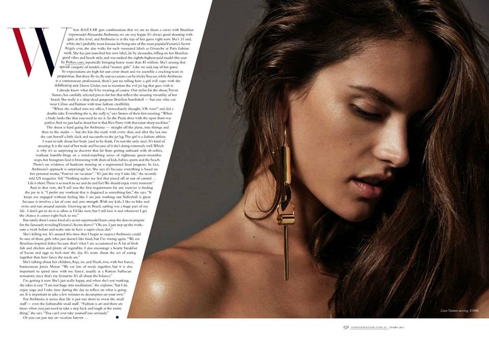 Alessandra Ambrosio @ Harper's Bazaar Australia October 2014