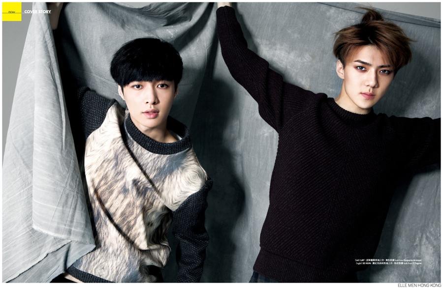 EXO's Chan yeol, Lay & Sehun @ Elle Men HK September 2014