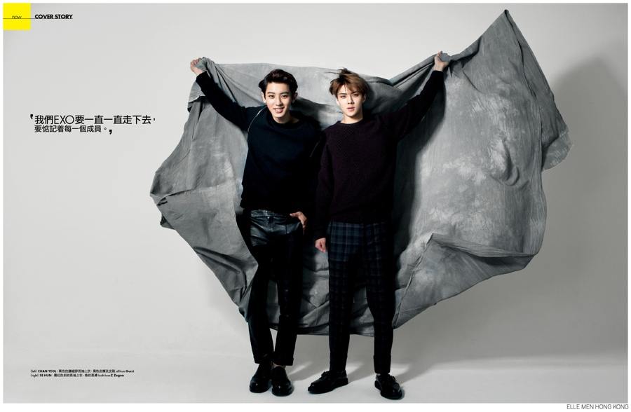 EXO's Chan yeol, Lay & Sehun @ Elle Men HK September 2014