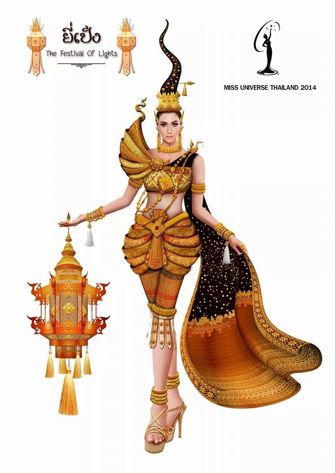 ชุดประจำชาติไทย 2014 อีกหนึ่งผลงานที่ส่งเข้าประกวดปีนี้ คอนเส็ป "ยี่เป็ง The Festival Of Lights"