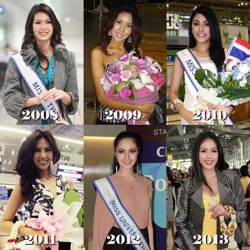 ภาพวันเดินทางของตัวแทนประเทศไทยเข้าร่วมประกวด #MissUniverse 2008 - 2013