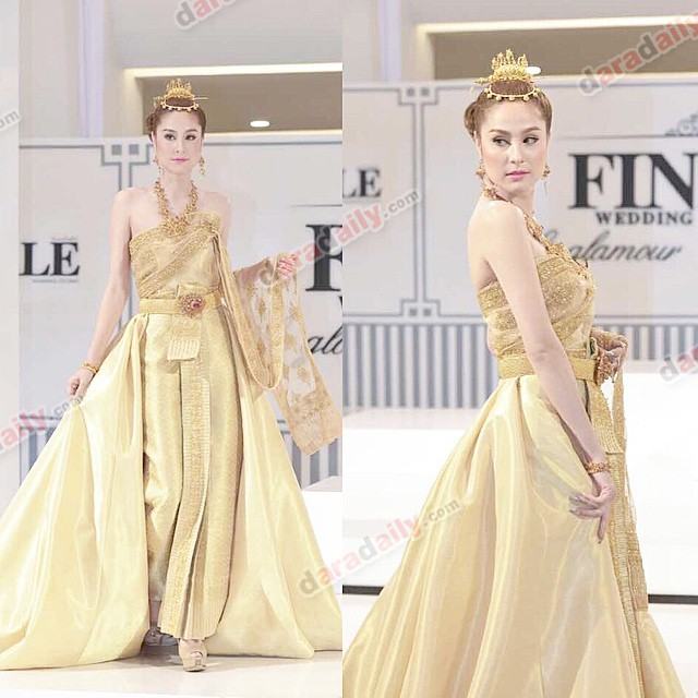 "ขวัญ อุษามณี" นางเอกสาวลูกครึ่งที่ใส่ชุดไทยสวยสง่าสะพรึงสุดๆ ในงานแฟชั่นโชว์ Finale Wedding Studio 2015!!