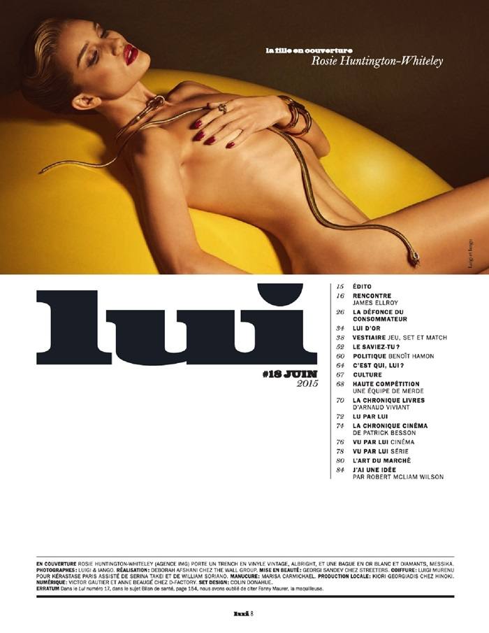 Rosie Huntington Whiteley @ Lui Magazine June 2015