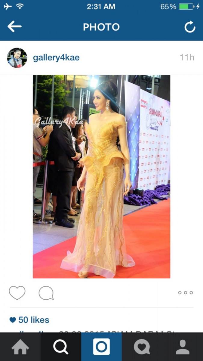 นางฟ้าขายาว  เก๋ เลเดอเรอร์ ในงานสยามดารา 2015