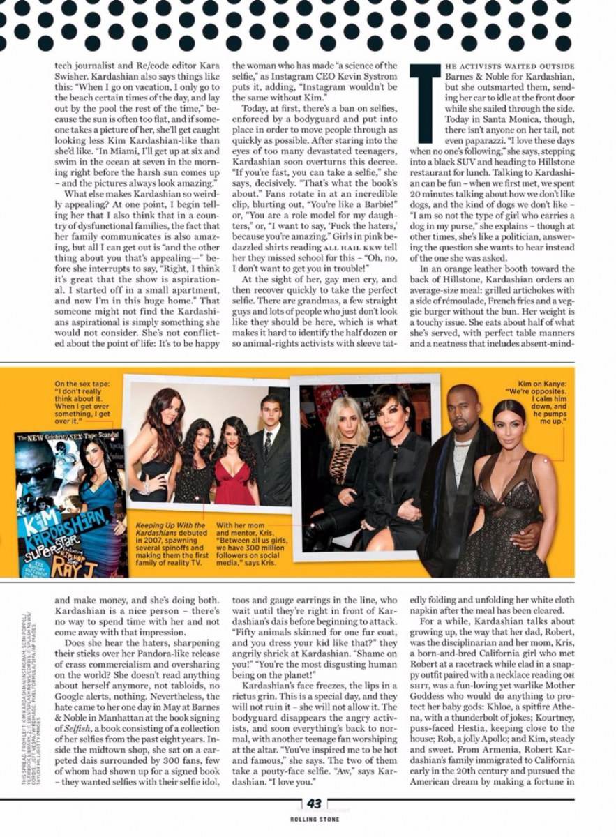 Kim Kardashian @ Rolling Stone Magazine July 2015
