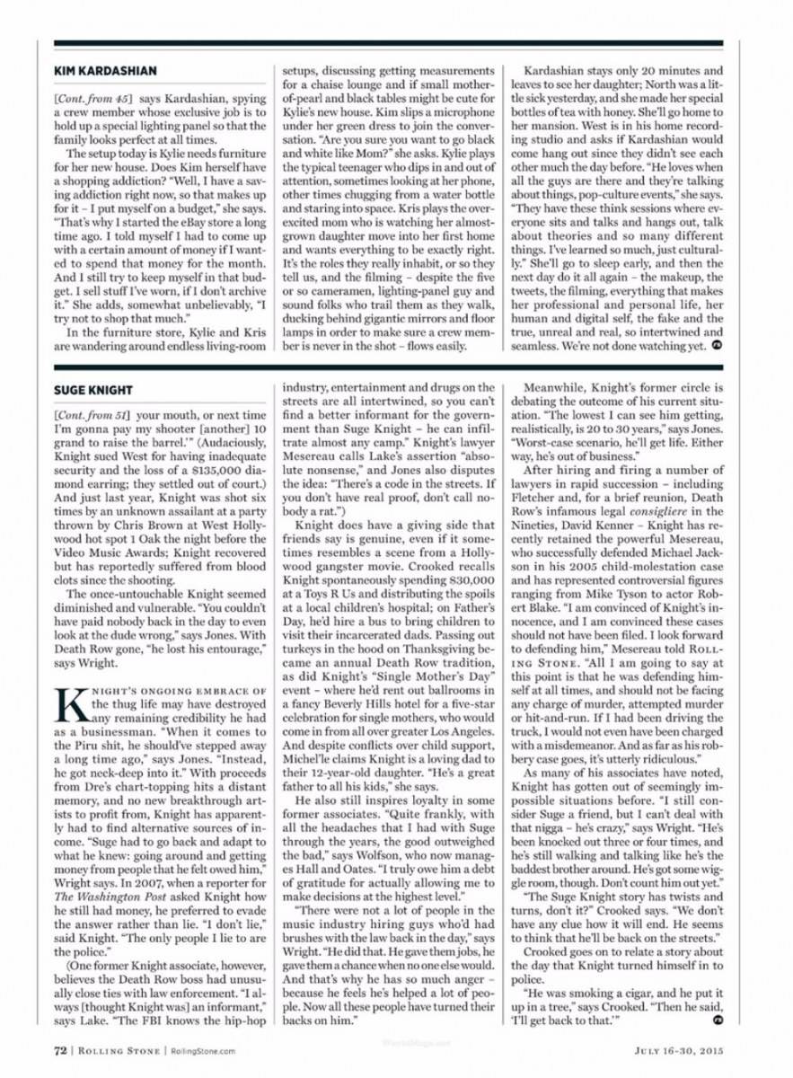 Kim Kardashian @ Rolling Stone Magazine July 2015