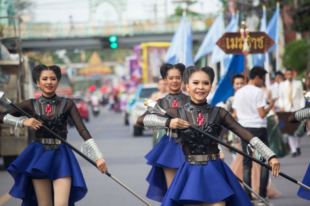 คฑากร คณะ เมฆราช(สีฟ้า) โรงเรียน กัลยาณีศรีธรรมราช จ.นครศรีธรรมราช