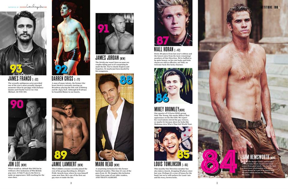 รวม 100 หนุ่มฮอต จากนิตยสาร Attitude UK 2015