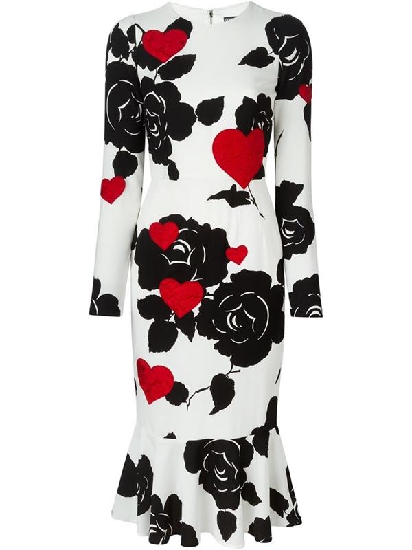 Dolce & Gabbana Rose Printed Silk Charmeuse Dress