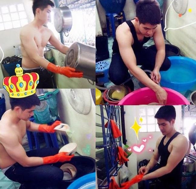 หนุ่มหล่อล่ำคนนี้ ไม่ใช่เด็กล้างจานนะ แต่เป็นเจ้าของร้านก๊วยเตี๋ยว แถวโรงงานอมตะนคร จ.ชลบุรี