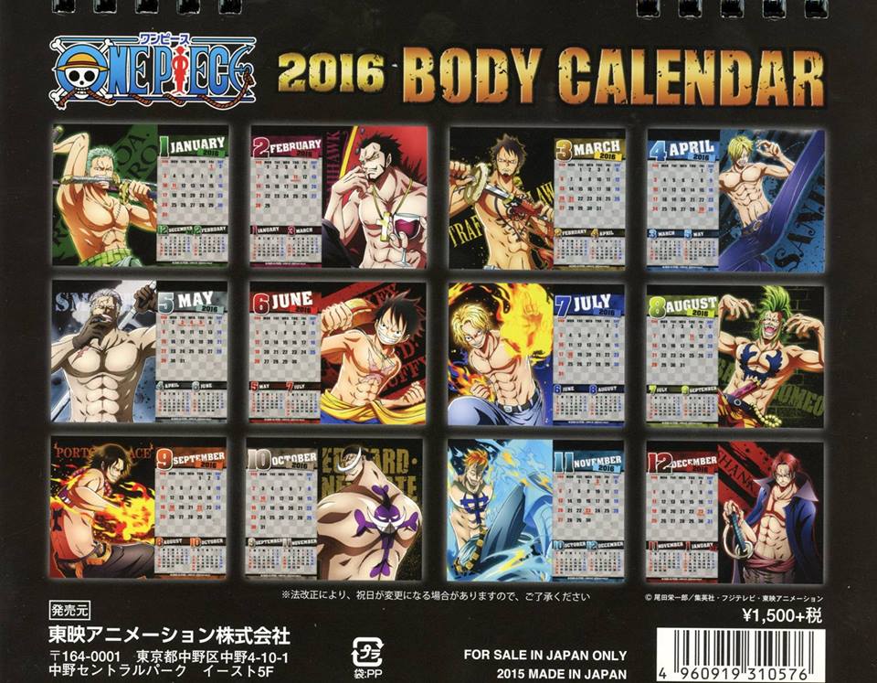 One Piece - Body Calendar 2016