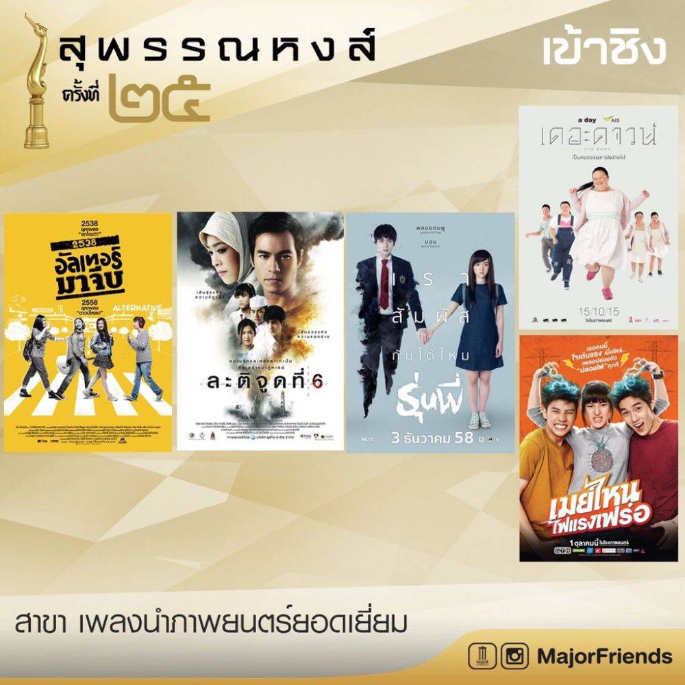 ผู้เข้าชิงสุพรรณหงส์ ครั้งที่ 25 สมทบชาย,สมทบหญิง,นำชาย,นำหญิง,ผู้กำกับ และหนังยอดเยี่ยม ในวันที่ 13 มี.ค.นี้