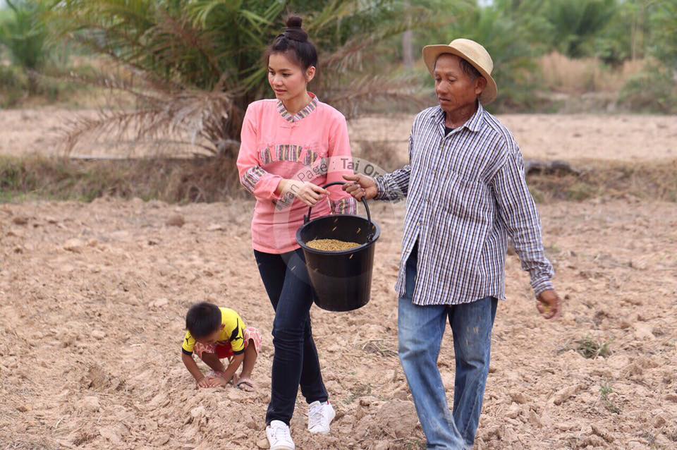 ภาพน่ารักๆ "ต่าย อรทัย" กลับบ้านนา ช่วยคุณพ่อปลูกข้าวในวันพืชมงคล