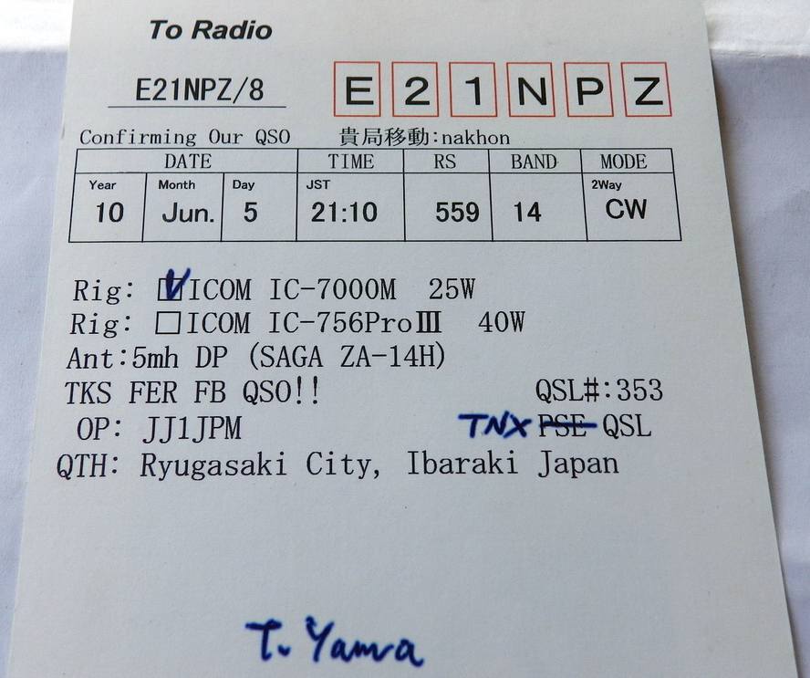 วิทยุสมัครเล่นระหว่างประเทศ กับ QSL CARD